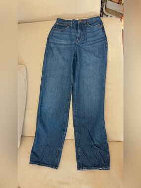 Madewell Women's baggy straight Jeans in Dark Blue Wash
